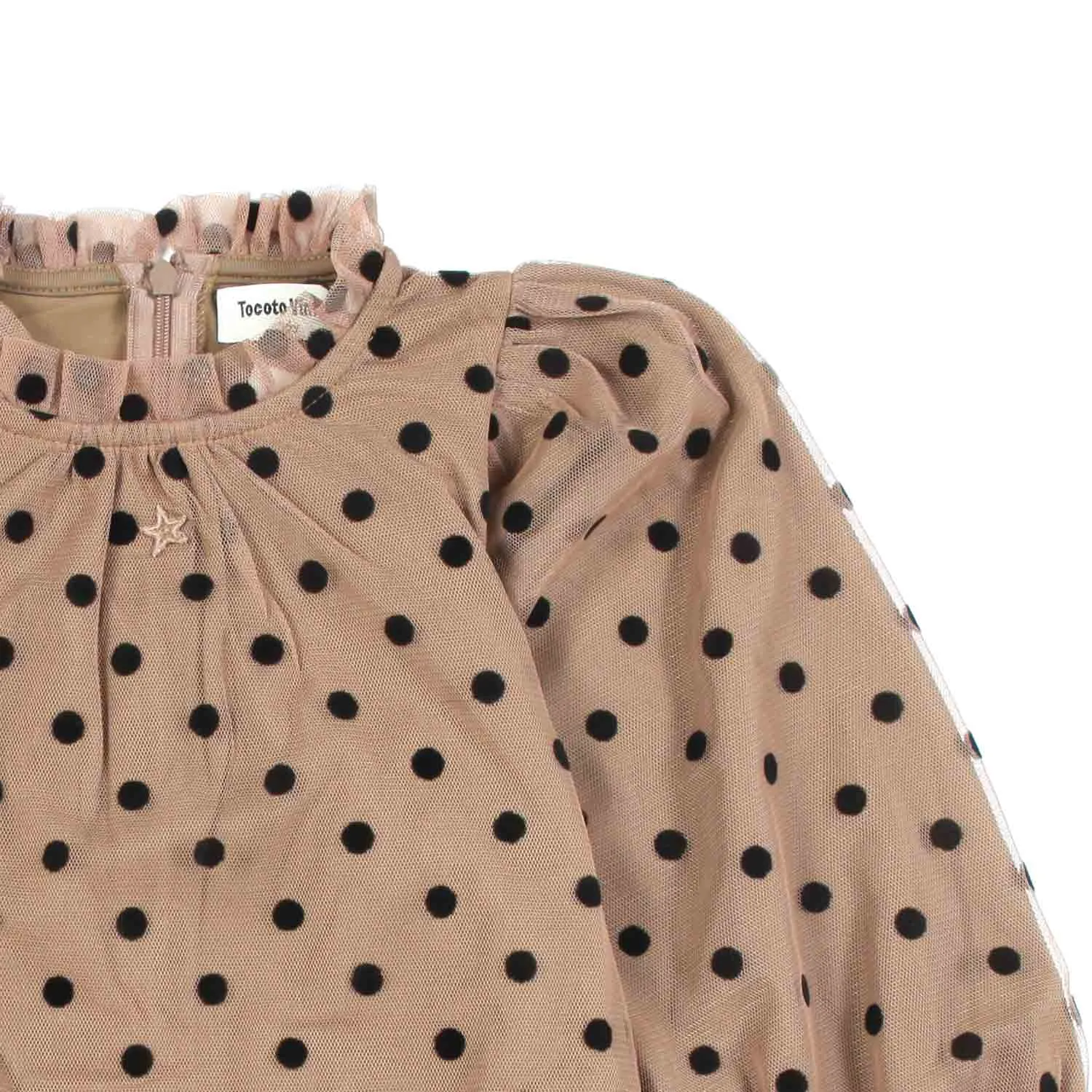 Vestito Marrone Con Pois Neri Bambina