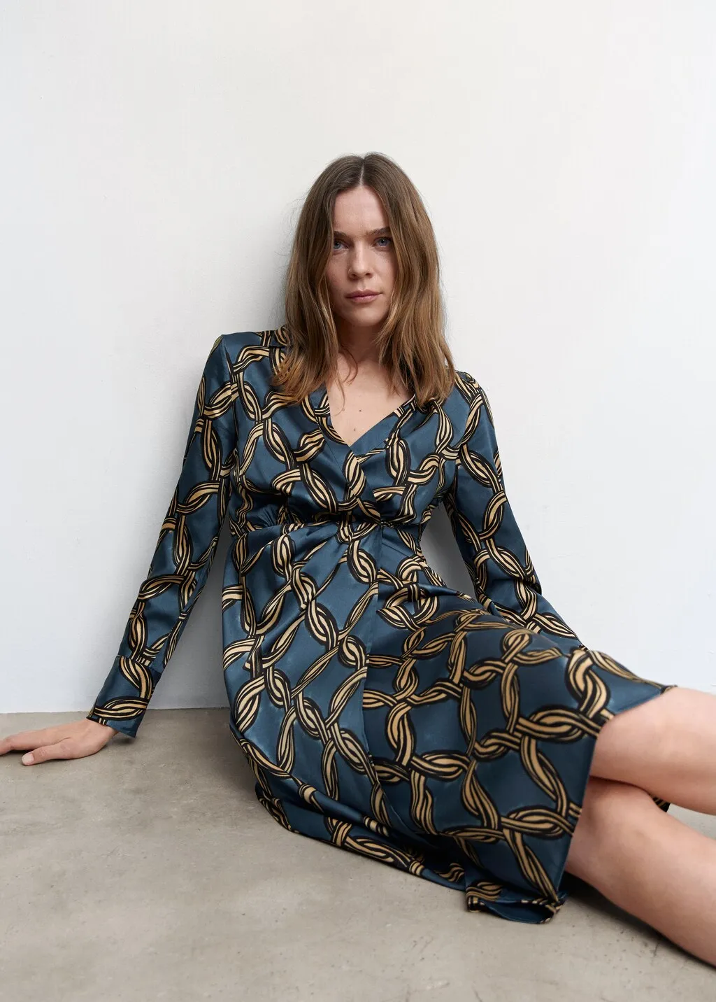 Vestito midi stampa catene