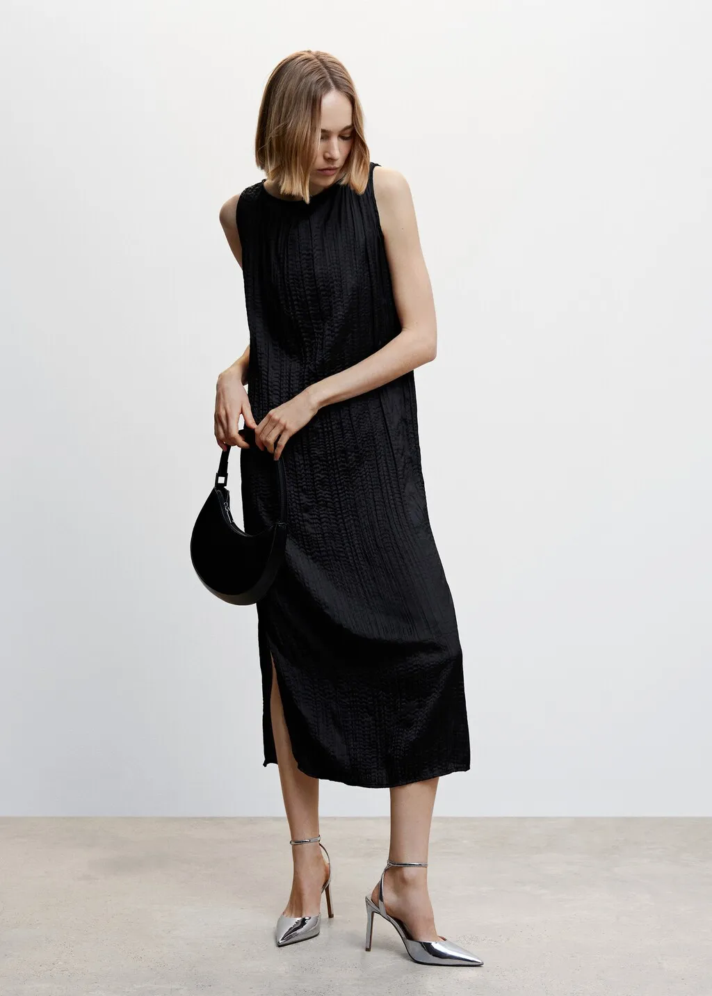 Vestito nero texture midi