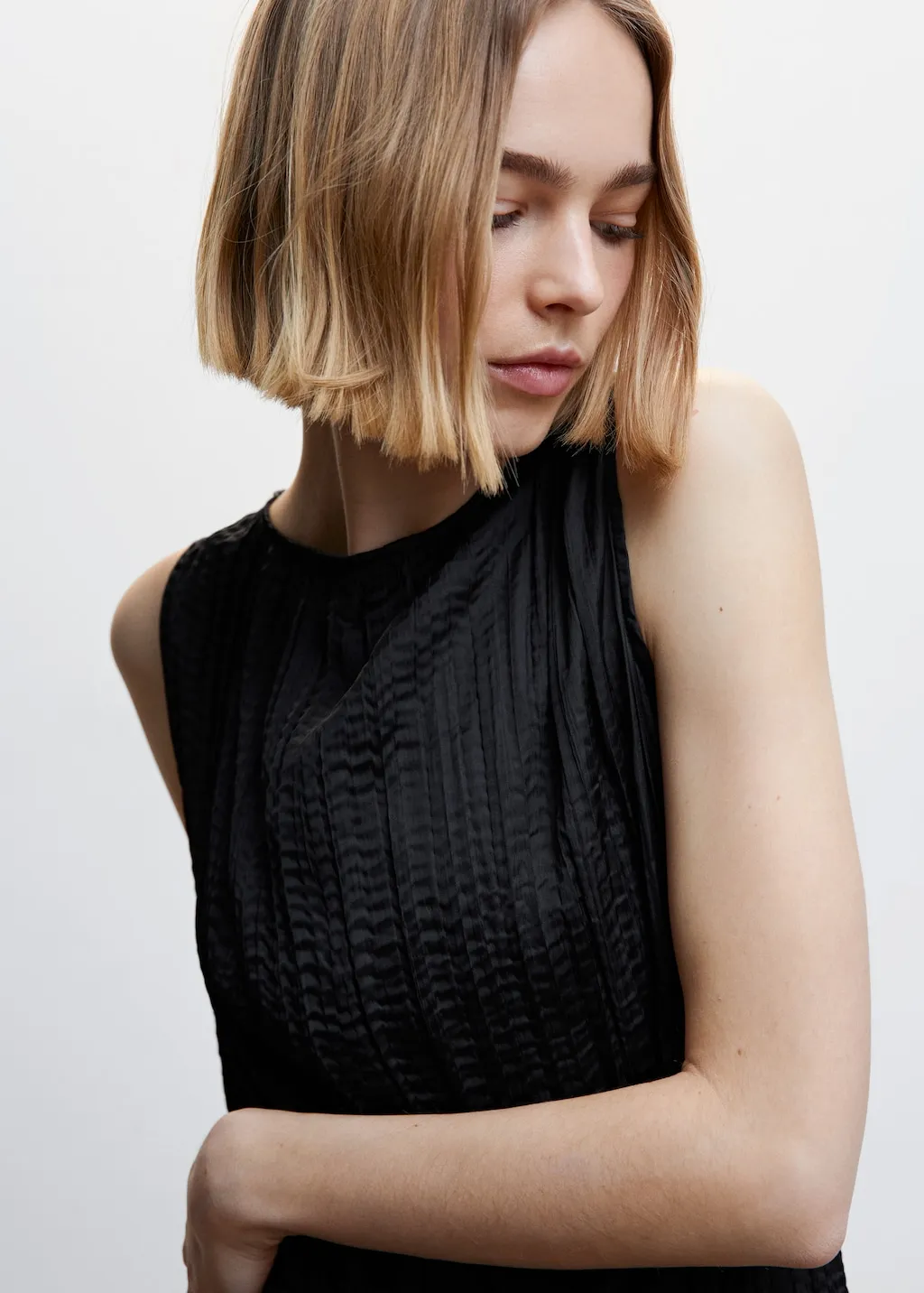Vestito nero texture midi
