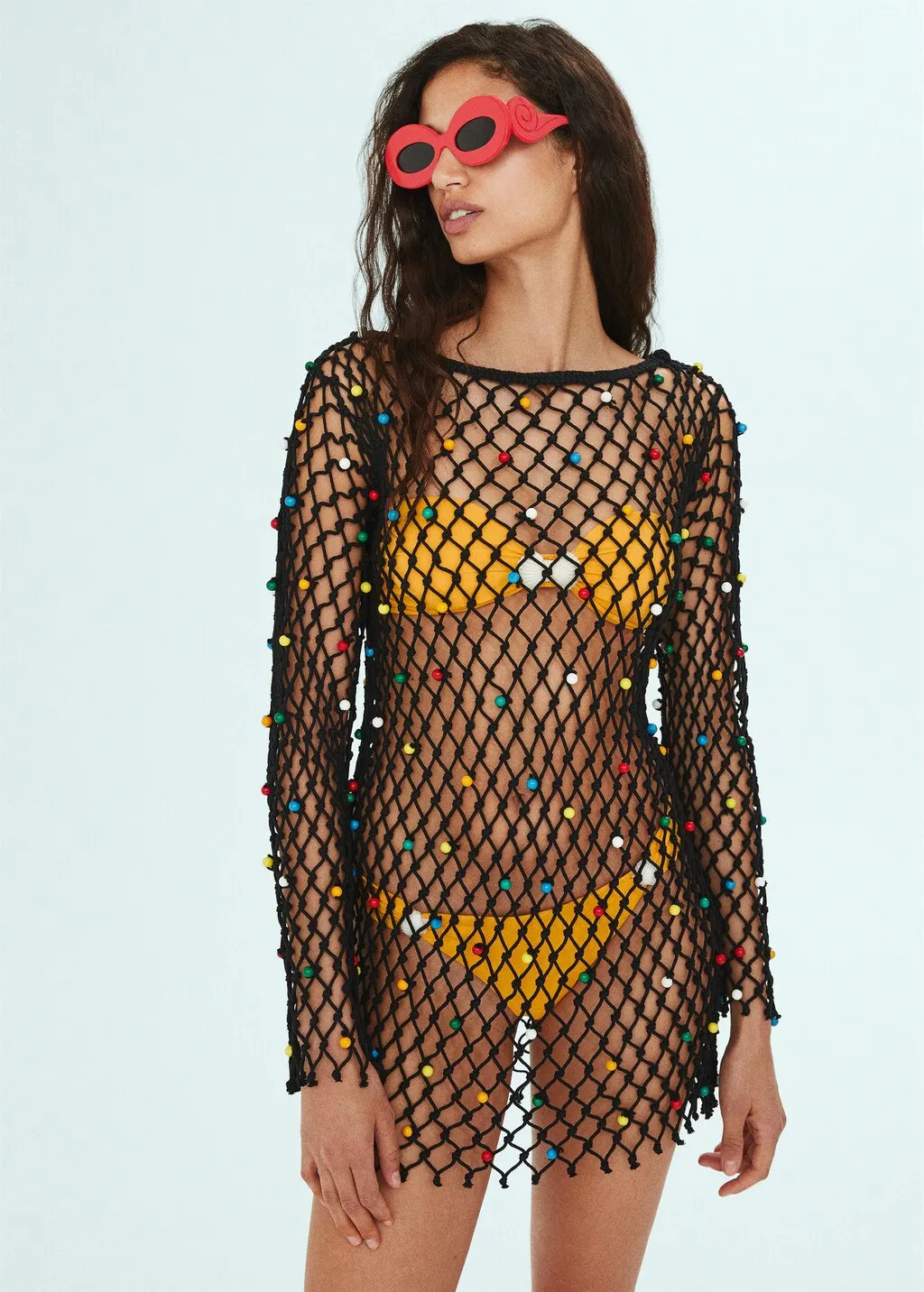Vestito rete dettaglio perline