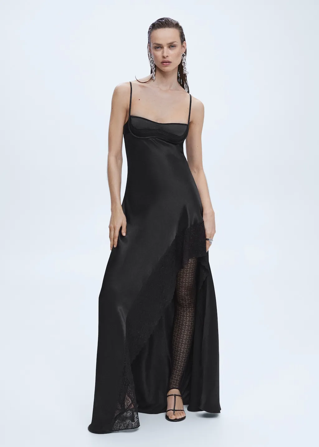 Vestito satinato scollo corsetto
