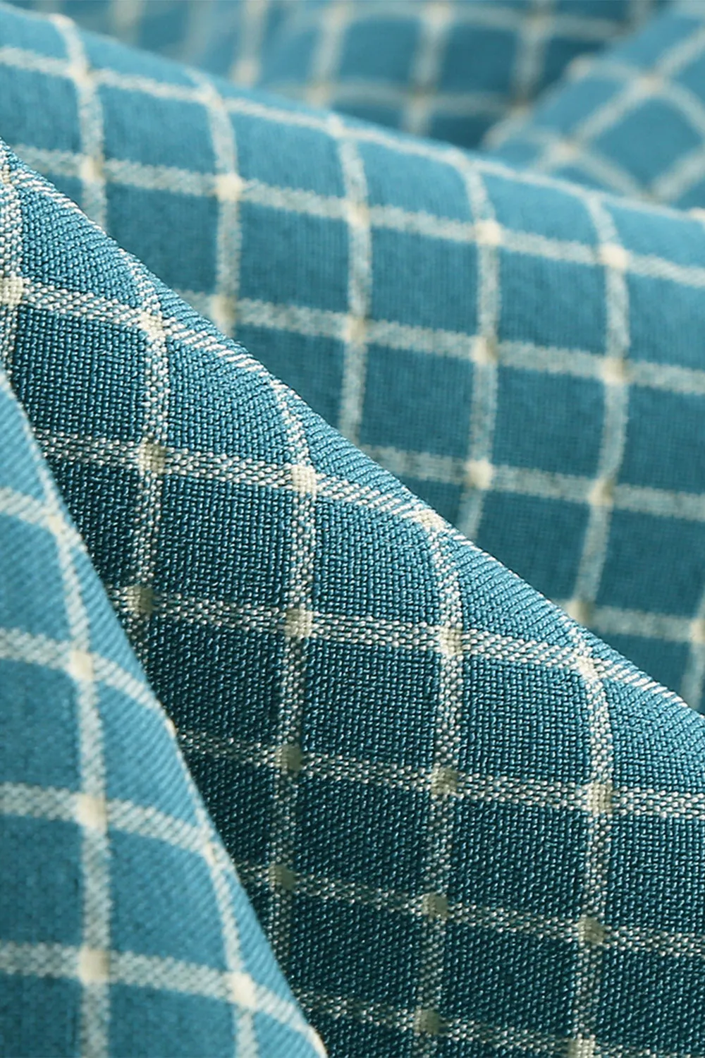 Vintage V Neck Blue Plaid Abito anni '50