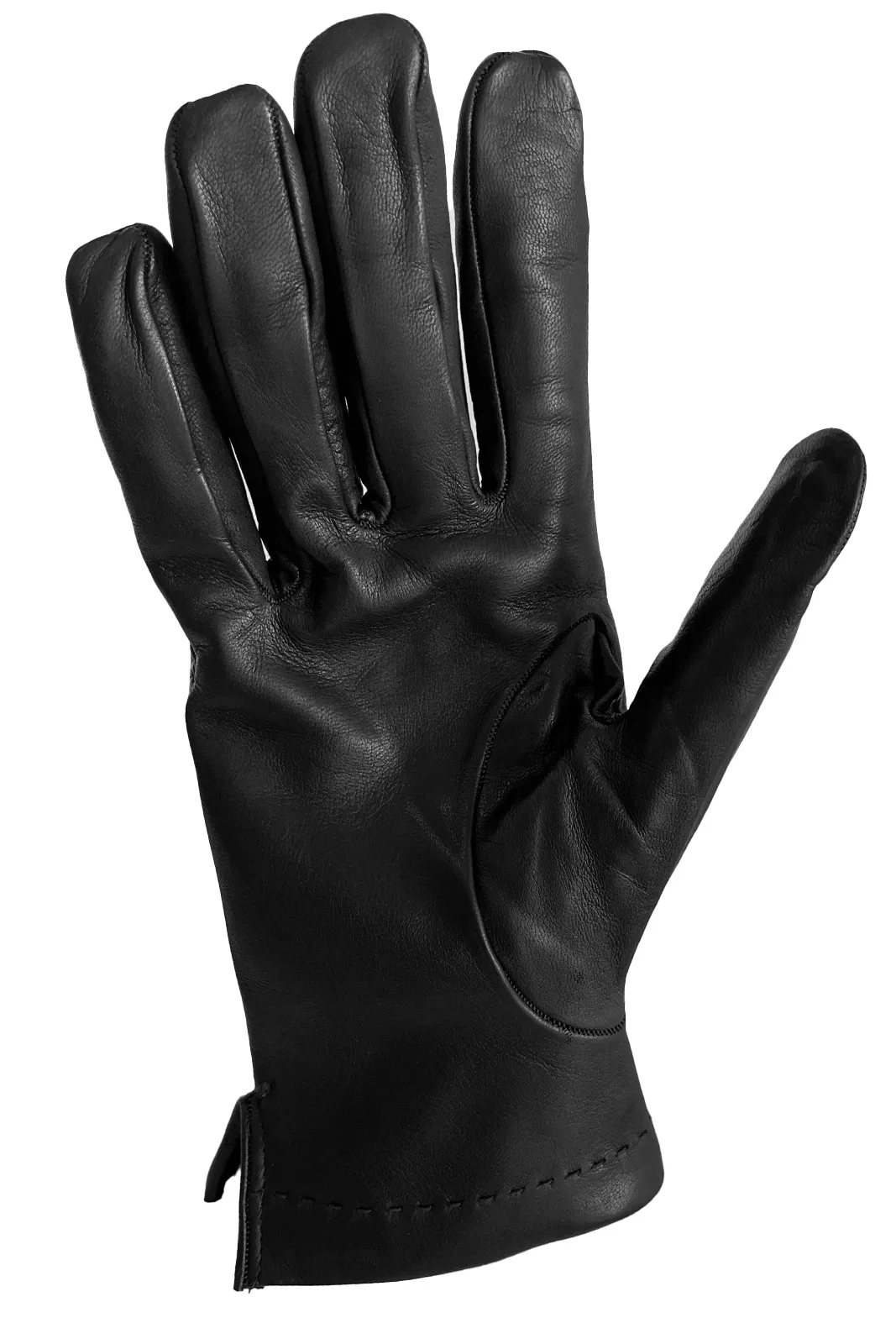 Women’s black lapin-lined genuine leather one stripe glove
