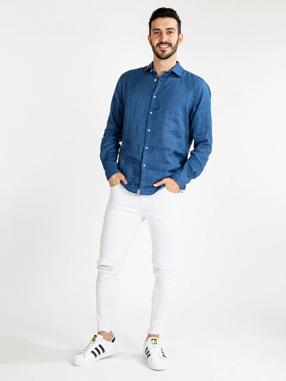 Yes Design Pantalon en coton blanc pour homme