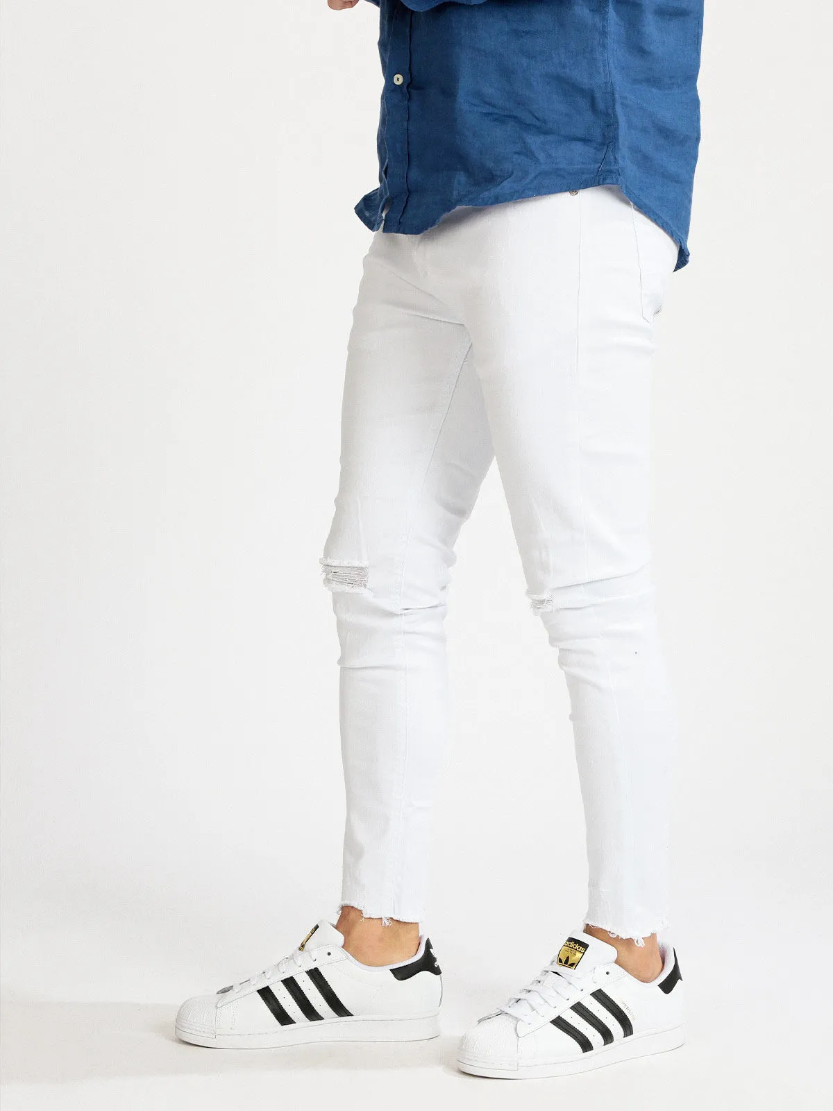 Yes Design Pantalon en coton blanc pour homme