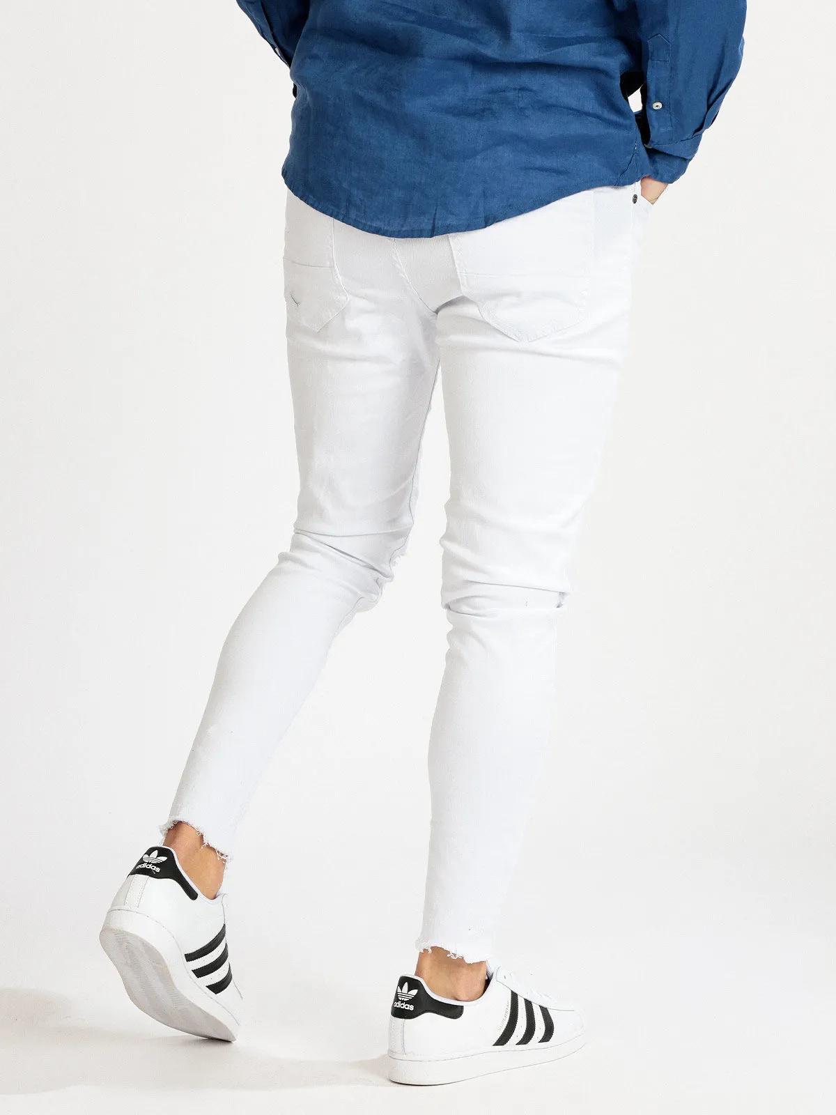 Yes Design Pantalon en coton blanc pour homme