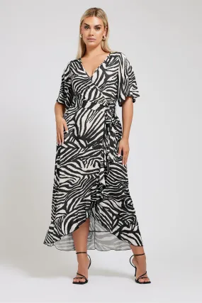 Yours Curve Zebra Print Ruffle Hem Maxi Dress
