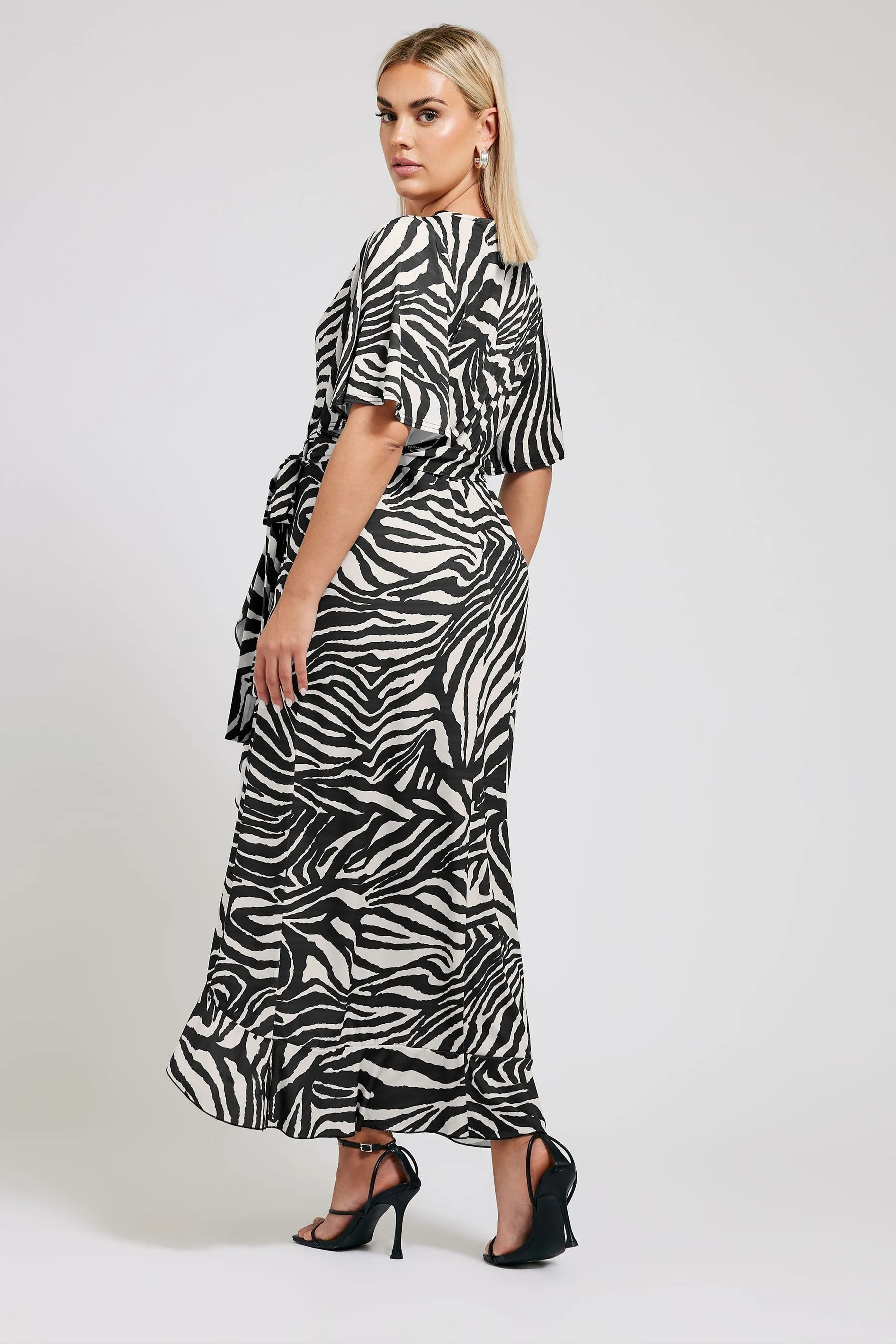Yours Curve Zebra Print Ruffle Hem Maxi Dress