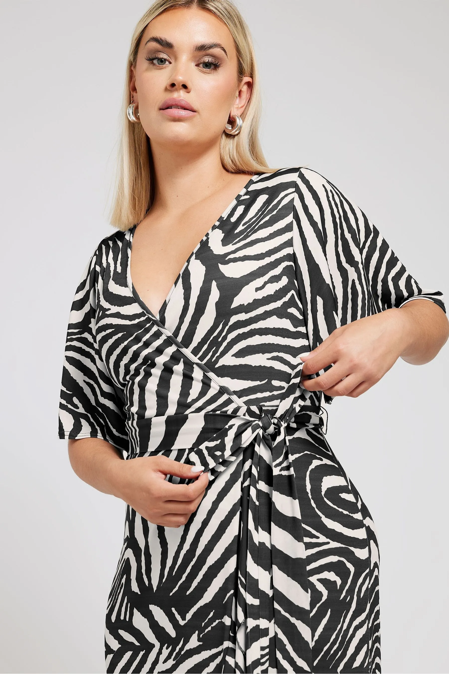 Yours Curve Zebra Print Ruffle Hem Maxi Dress