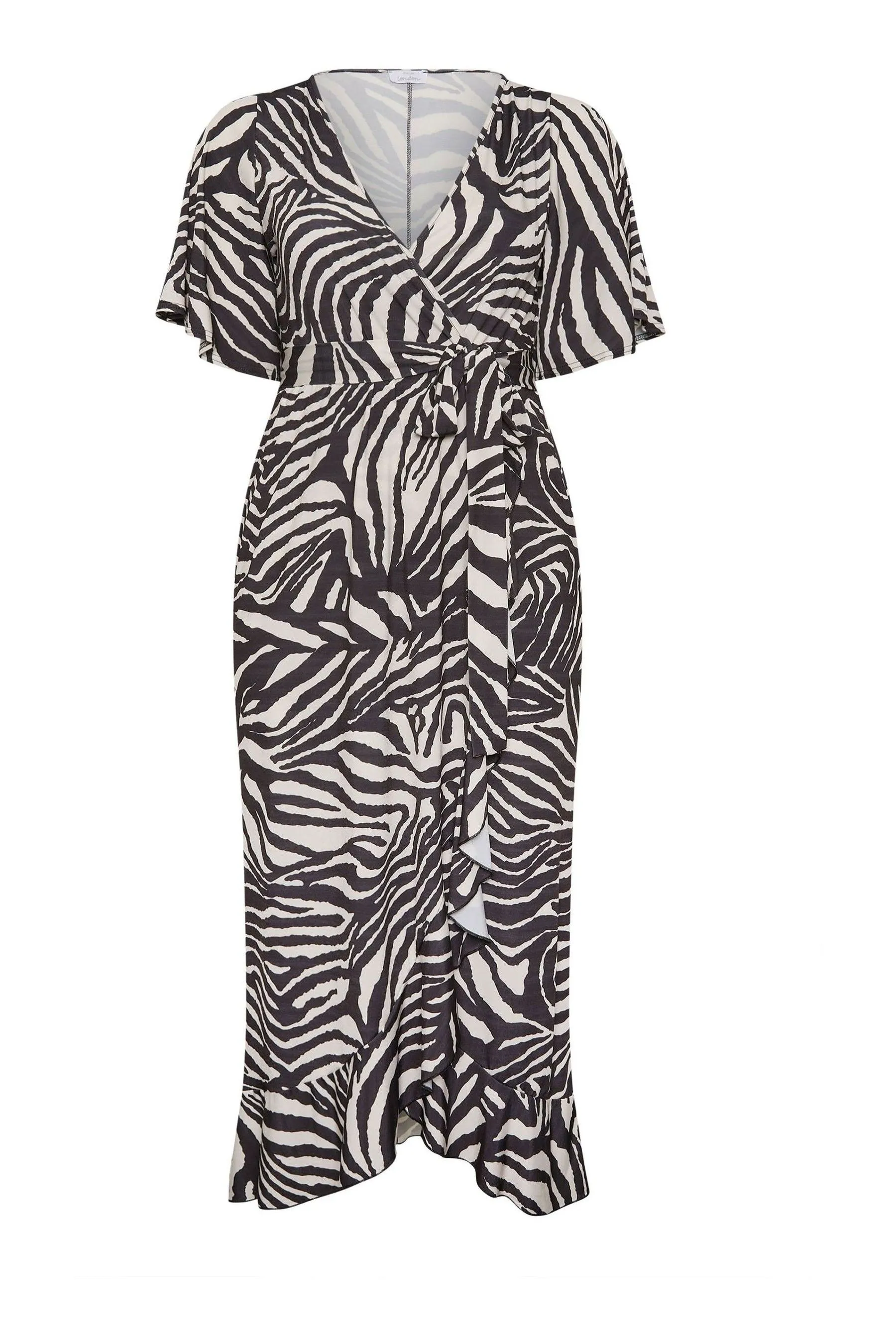 Yours Curve Zebra Print Ruffle Hem Maxi Dress