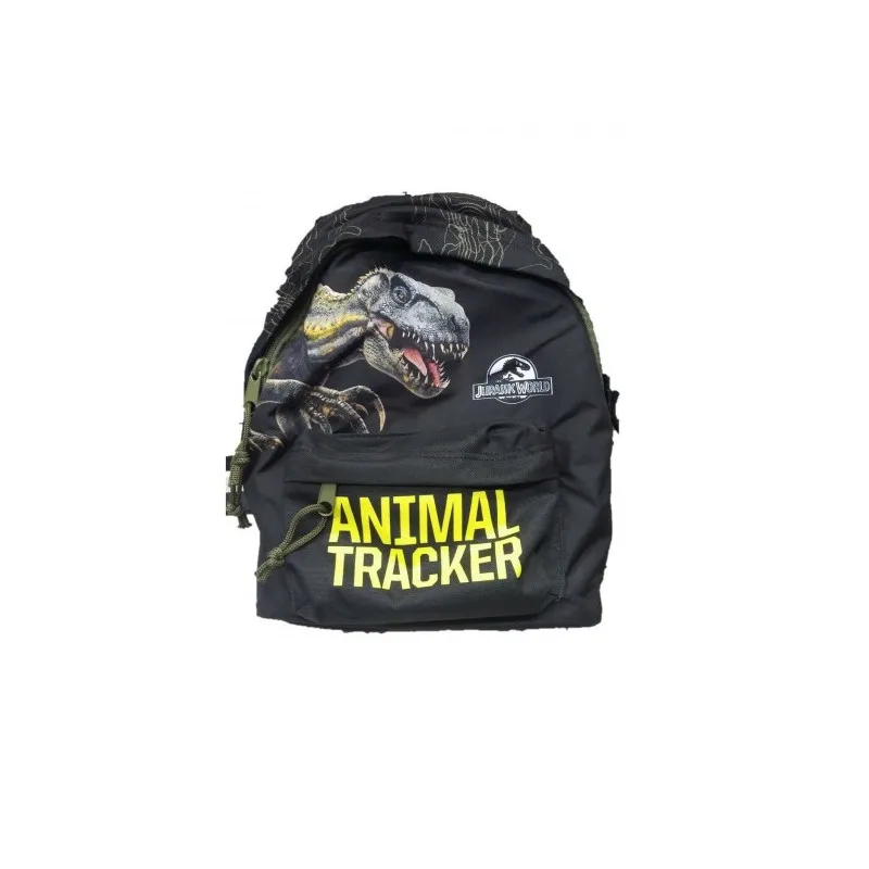 ZAINETTO TEMPO LIBERO JURASSIC WORLD ANIMAL TRACKER STAMPA T-REX ZAINO NERO FREETIME 32X24X10CM.GUT DISTRIBUTION ITALY